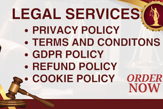 write privacy policy, terms and conditions, gdpr policy, cookie, refund policy