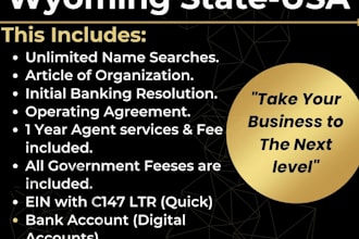 register a wyoming llc, obtain ein, open a USA bank account do boi filling