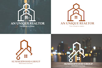 do real estate mortgage home realtor roofing property construction logo design