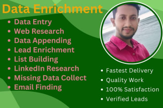 do data enrichment, appending, list building and email finding using linkedin