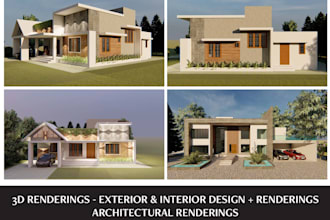 create 3d model renders, elevation, visualisations, interior and exterior