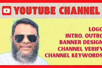 create and setup a youtube channel with logo, and banner