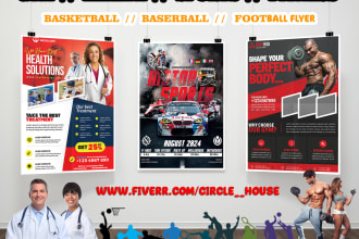 do sports, gym, event, health, basketball and football flyer
