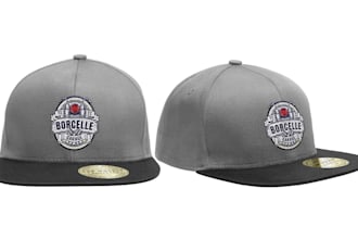 design a hat and cap with tech pack with mockup
