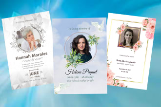 design funeral, obituary, church, memorial, program flyer in 3hrs