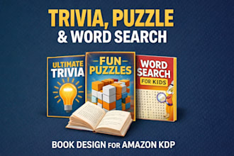 design trivia, puzzle and word search book for amazon KDP