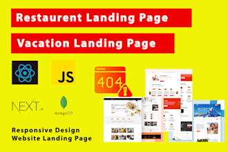 develop responsive restaurant catering landing page and vacation rental website