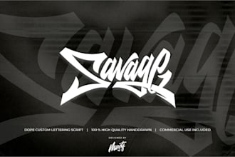 create dope dynamic hand lettering in custom script style