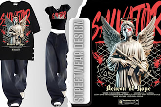 design premium futuristic, artsy style streetwear in 24 hours