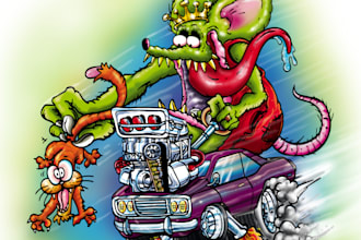 create hot rod illustration as your request