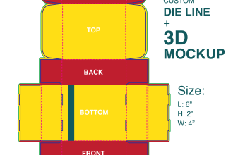create packaging box dieline template, product packaging design