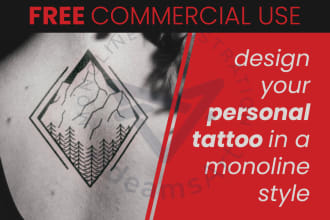 draw clean minimalist tattoo design in monoline line art