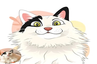 draw cat and dog portrait from photo, pet cartoon style, custom dog gift