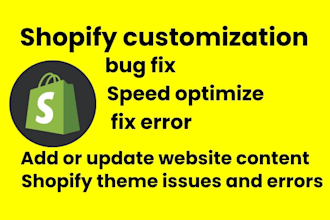 customize shopify theme fix bugs error update add content to shopify website