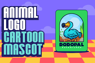 make animal character cute cartoon logo design