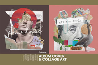 create digital collage art for album cover art and poster