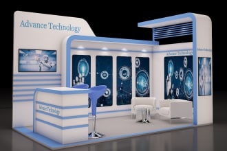 design 3d exhibition stand, trade booth, stall, booth, kiosk