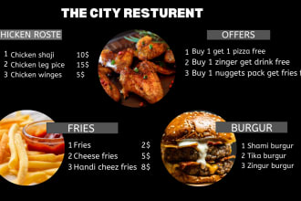 a menu card of your restaurant