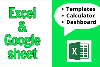 design excel, google spreadsheet template and dashboard