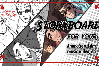 storyboard 5 frames for your animation, movies, games, etc