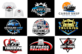 design trucking transport logistics or towing truck logo within 24 hours