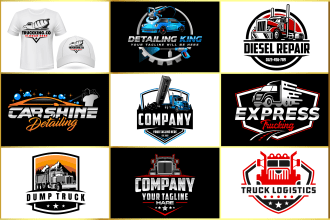 design logistics, truck, dispatcher, towing, hauling and transport logo