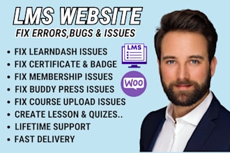 fix errors in wordpress lms website with learndash lms issues in 12hrs