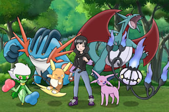 draw you as a pokemon trainer and your pokemon in my style