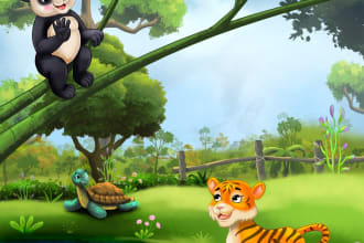 draw children storybook illustrations, kids book cover