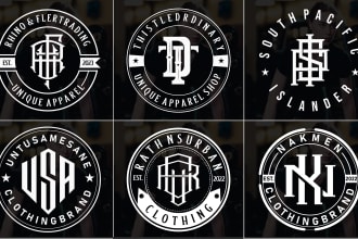 initial letters monogram tattoo and urban streetwear clothing brand logo