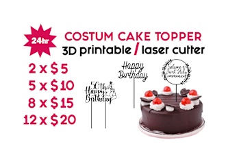 design custom cake topper for 3d printing or laser cutter