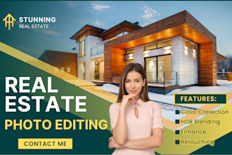 professional real estate photo editing, hdr, color correction, retouching