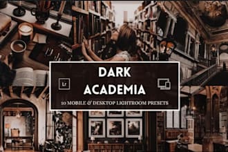 dark academia 10 mobile and desktop lightroom presets