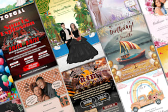 design invitation for wedding, any party, business event