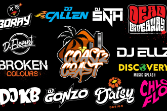 do dj music band ,typography, brand, hip hop, edm, artist, rap or producer logo