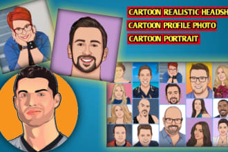 do realistic cartoon caricature, headshot, portrait profile