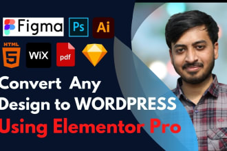 convert figma, xd, psd, html to wordpress website design using elementor pro