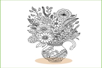 draw botanical and flower one line art illustration