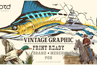 design vintage graphic t shirt artwork for apparel and merch
