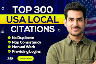 create top manual, best 300 USA local citations and directory submission