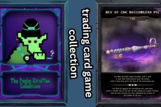 design nft tcg trading card game collection in 3d or 2d card