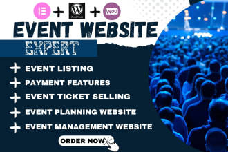 design event website, ticket selling website and event management with wordpress