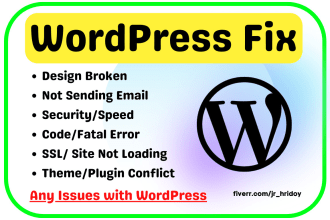fix wordpress website bug, wordpress error and wordpress issues fast