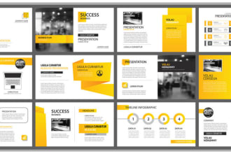 design animated powerpoint presentation template with content writing