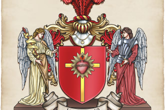 create hand drawn vintage coat of arms, family crest