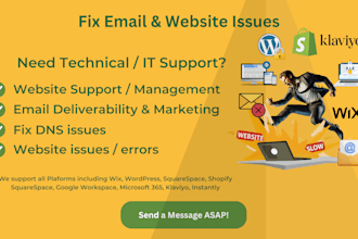 fix website and email issues, wordpress, wix, web server, and dns support