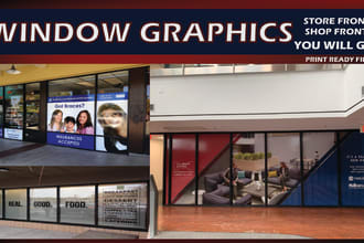 design storefront, shopfront window graphics   decal forested vinyl sticker