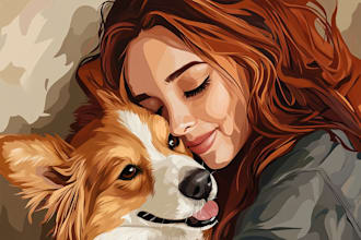 do pet portrait character caricature and friendship portrait