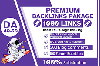 seo link building with 1000 high quality dofollow backlinks da 40 to 90