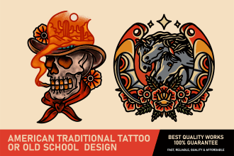 custom american traditional tattoo vintage old school design